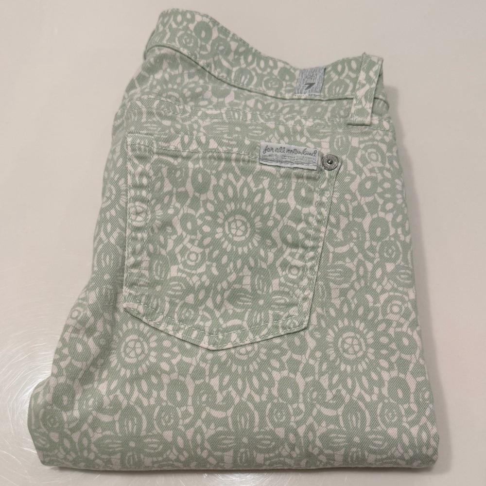 7 For All Mankind Mint Lace Cropped Skinny Jeans